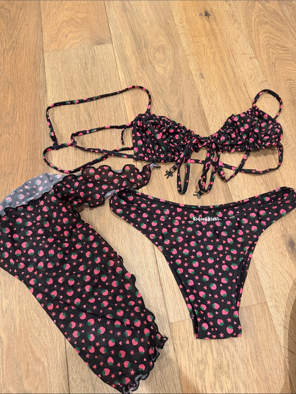Kulani Kinis Black Strawberry Print Bikini Set